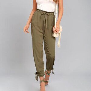Lulus Olive Green Drawstring Pants – Size Small